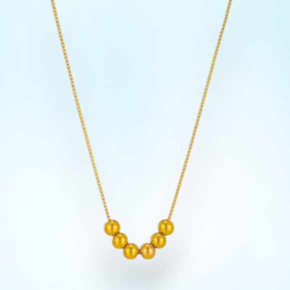 14K Gold Plated Stainless Steel Gold Ball Pendant Box Chain Necklace 17.3 Inches - Picture 1 of 3